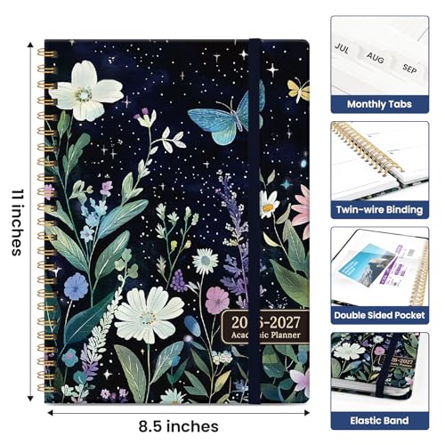 Planner 2026-2027, Academic Year Monthly and Weekly Calendar Planner, Jul 2026 - Jun 2027, Hardcover Teacher Student Planning Agenda book with Tabs, Perfect for School Office Supplies, 8.5" x 11" - Celestial - color: E-Celestial, size: (8.5"x11")a4