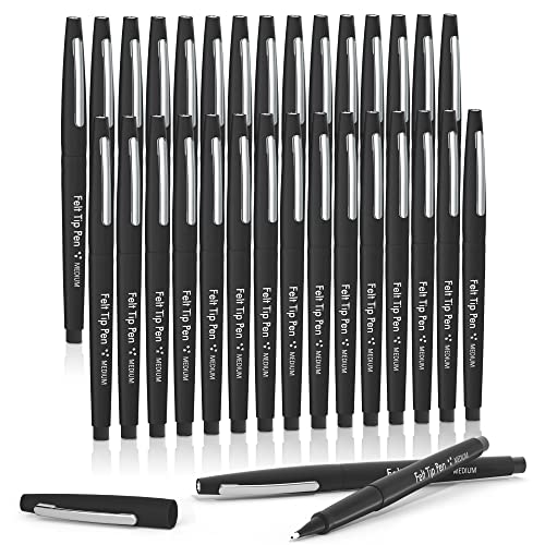Lelix Felt Tip Pens, 30 Black Pack, 0.7mm Medium Point, Felt Tip Markers Pens for Journaling, Writing, Note Taking, Planner, Perfect for School Office and Art Supplies - color: 30 Black