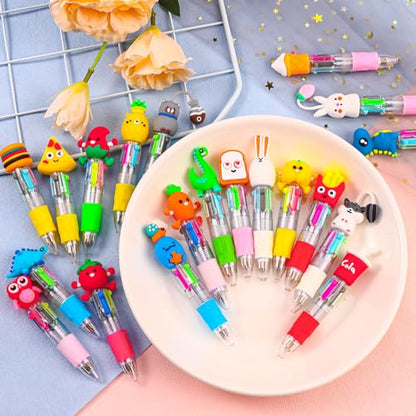 CZWZ 20Pcs Mini Multicolor Pens in One 4-in-1 Cute Pens Bulk for Kids, Fun Kawaii Ballpoint Pens for Birthdays and Children's Party Favors Gifts Teacher School Supplies - style: 20Pcs