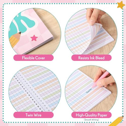 Pasimy 2026-2027 Teacher Record Book Grade Book for Teacher Classroom Spiral Bound Class Planner Double Sided Office Favors Supplies for Classroom Attendance Decoration (Pastel Checkered) - style: Pastel Checkered