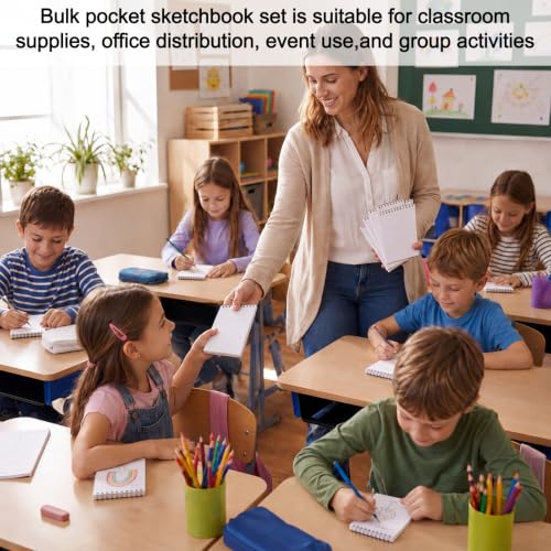 Watersay 100 Pack Small Spiral Notebook Bulk, 3x5 Pocket Notepads,White - color: White