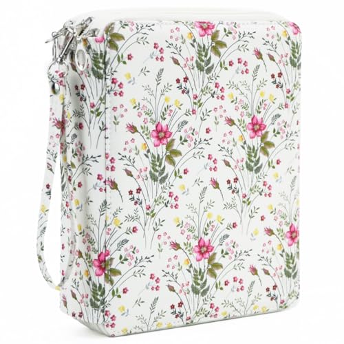 YOUNGCOL 120 Slots Colored Pencil Case Color Pencil Organizer Storage Large Capacity Pencil Case (White + Floral) - color: White + Floral, size: 120 Slots