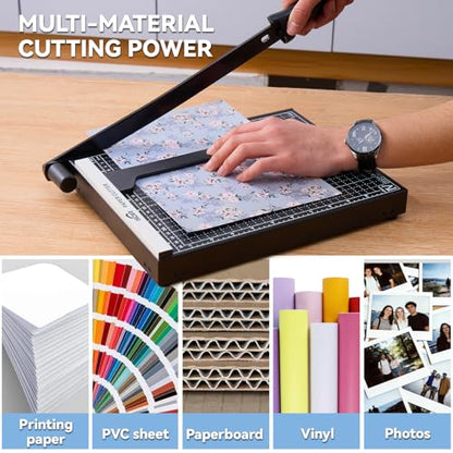 ISDIR 12 Inch Paper Trimmer with Automatic Security Safeguard and Side Ruler for A4, Craft Paper, Label, Photo and Cardstock - Ideal for Scrapbooking and DIY Projects(Black) (12"Black5) - color: 12"black5