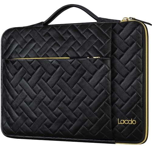 Lacdo 360° Protective 14 Inch Laptop Sleeve Case for HP Lenovo Dell ASUS Acer Chromebook 14 / HP Stream 14 / Dell Inspiron 14 / Lenovo IdeaPad 14 / Acer Spin/ASUS ZenBook Computer Bag, Elegant Black - color: Elegant black, size: 14 Inch