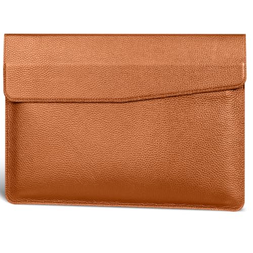 Genuine Leather Laptop Sleeve for MacBook Neo A18 Pro,MacBook Air 13 inch & Pro 13 inch,Premium Full-Grain Leather Case Cover with Magnetic Closure,Protective Laptop Case-Brown - color: Lychee pattern-Brown, size: For MacBook 13"