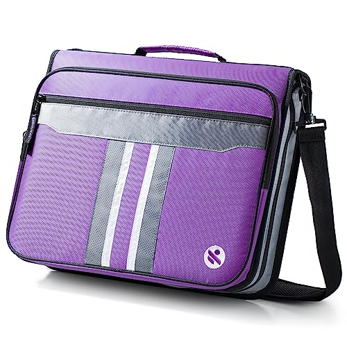 2-Inch 3 Rings Zipper Binder, Holds 15-Inch Laptop, Handle and Shoulder Strap Included, Purple - color: Purple