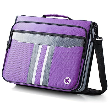 2-Inch 3 Rings Zipper Binder, Holds 15-Inch Laptop, Handle and Shoulder Strap Included, Purple - color: Purple
