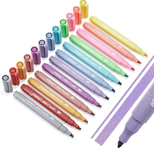 Silver Glitter Highlighters, 12 Metallic Colors, No Bleed Chisel Tip | Quick Dry for Bible Journaling, Planners, Scrapbooks & DIY Crafts - color: Silver, size: glitter
