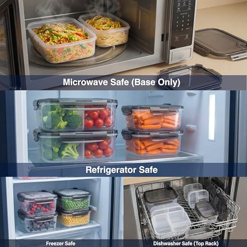 BPA-Free Plastic Airtight Food Storage Containers with Vented Lids, 2-Pack (5.9 Cups Each) for Meal Prep and Leftovers - size: Pack of 2 (5.9 Cup)