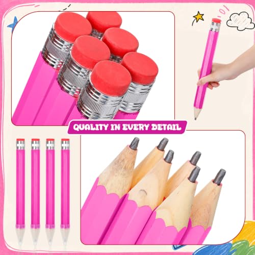 Tinlade 6 Pcs Wooden Jumbo Pencils for Prop, Funny Huge Pink Giant Pencil 14 Inch for Home and School Supplies, Kids, Preschoolers - color: Pink