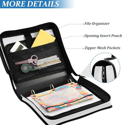 Butterfly Book Lavender Violet 3 Ring Zipper Binder with Shoulder Strap & Handle D-Ring Zippered Bag with Pencil Pouch, Expanding File Folder & Multiple Pocket, Binder Organizer for School