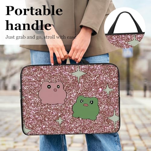 10" Laptop Sleeve with Handle, Pink Green Frogs Water‑Resistant Tabet Carrying Case for 11 inch iPad 2025/11" iPad Air M3/ 11" iPad Pro M5 M4/ 11" Galaxy Tab S9 S8 / Lenovo Tab M11 - color: Pink Green Frogs, size: 10-11 inch Devices