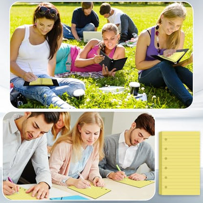 Ireer 6 Hole Mini Lined Paper Refill 200 Sheets Blank Planner Refills Loose Leaf Papers 3 x 5 Inches for Binders Planner Inserts Mini Ruled Filler Books Memo Papers Notebooks (Light Yellow) - color: Light Yellow