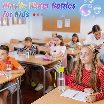 mwellewm Bulk Water Bottles 24 Pack 17 oz Reusable Plastic Water Bottles Bulk with Leak Proof Flip Top for Gym Sports Outdoor Fitness Party Clasroom School Activities Camping Office Travel(Colorful)