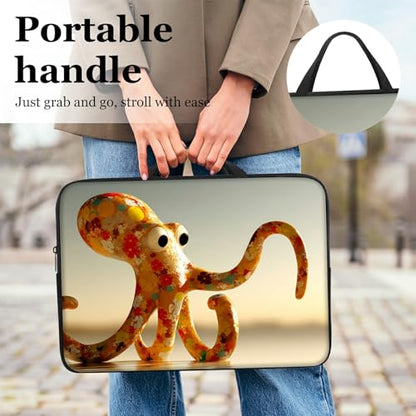 13 13.3 14 inch Laptop Sleeve with Handle, Art Octopus Water‑Resistant Laptop Carrying Case for MacBook Air 13-inch/MacBook Pro 13/14 inch/Dell/HP/Lenovo - color: Art Octopus, size: 13-14 inch Devices