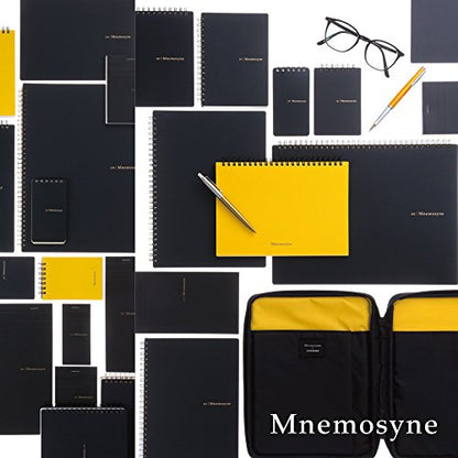 Maruman Mnemosyne Lined Notebook- B5, 7.17" x 10.12", 80 Sheets / 160 Pages, 7mm College Ruled Journal, Perforated Pages & Wire-Bound to Lay Flat, Black, Made in Japan - size: B5 (7.17" x 10.12")