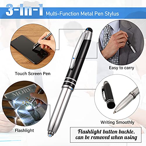 Zonon 15 Pieces 3 in 1 Multi-Function Touch Pen with LED Flashlight and Stylus Tip Multi-Function Ballpoint Pen, 1.0 mm Black Ink Ballpoint for Touch Screens Back to School Gifts(Black) - color: Black