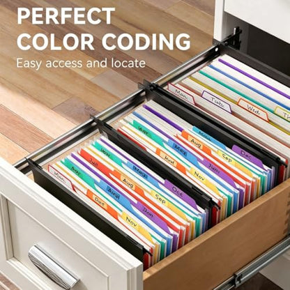 Expanding Hanging File Folders Extra Capacity Filing Folders 13 Accordion Pockets Accordian Plastic Heavy Duty Black Organizer File