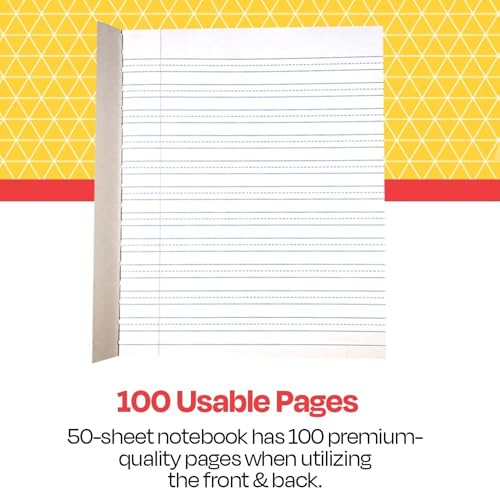 School Smart Skip-A-Line Composition Books - Grade 3, 50 sheets, Red - size: 50 Sheets/100 Pages - Grade 3