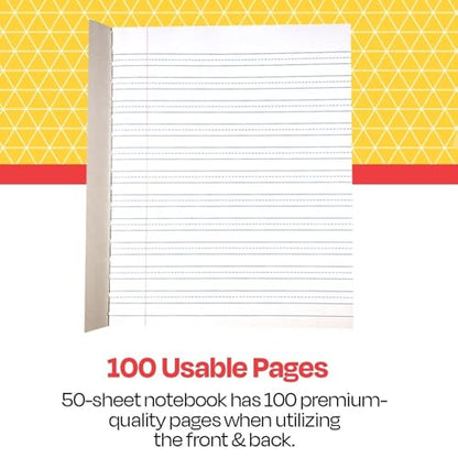 School Smart Skip-A-Line Composition Books - Grade 3, 50 sheets, Red - size: 50 Sheets/100 Pages - Grade 3