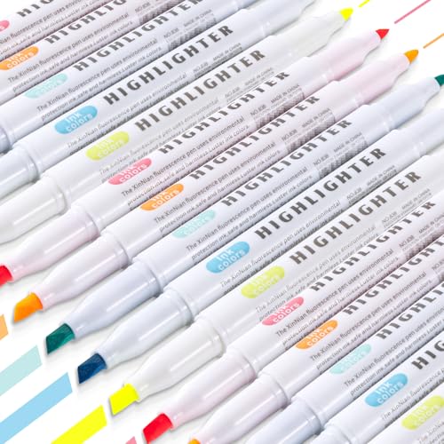30 Count Dual-Tip Highlighters, 5 Pastel Colors Fine & Bold Tip, Quick-Dry Non-Bleeding Highlighter Markers for Bible Journaling,School,Office,Notes (5 colors*6pcs highlighters) - color: 5 colors*6pcs highlighters