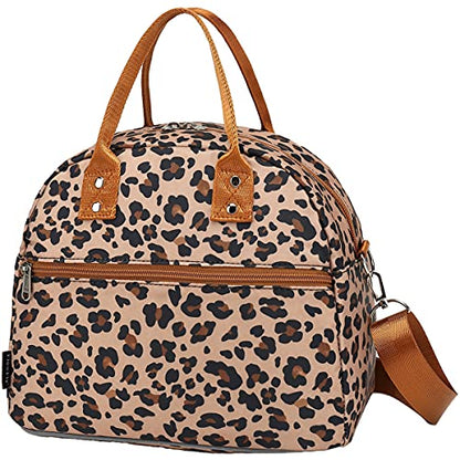 FlowFly Insulated Lunch Bag With Shoulder Strap for Women, Men, and Kids, Large and Reusable, Handle, Freezable Work and School Travel Tote and Meal Prep Organizer,Leapard - color: Leopard
