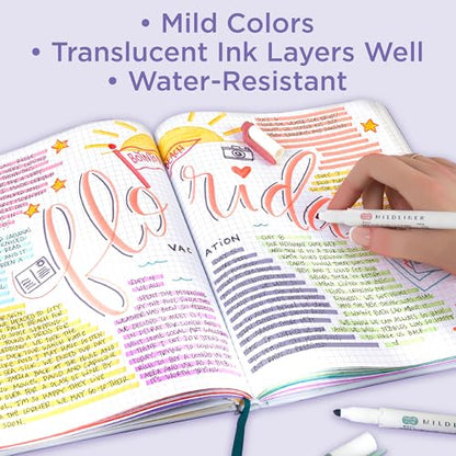 Zebra Pen MILDLINER No Bleed Highlighter, Cool and Refined, Dual Tip, 5-Pk - color: Cool and Refined A