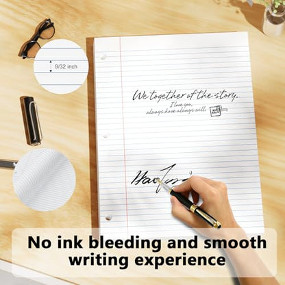 3-Pack White Loose Leaf Paper 390 Sheets Filler Paper 8 * 10.5 College Ruled 3-Hole Punched for 3-Ring Binders Notebook Lined 8" x 10.5" - color: White 3 Pack