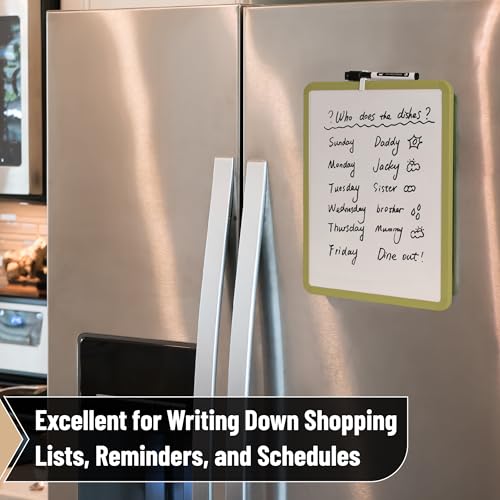 Mr. Pen- Dry Erase Board, 14” x 11” with a Black Dry Erase Marker | Olive Green Frame, Small Mini White Board for Students, Fridge, Wall, Locker, Includes Double Sided Tapes - color: Olive Green