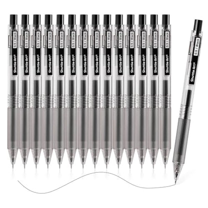 Shuttle Art Black Gel Pens, Ink Glide Series 15 Pack Retractable 0.5mm Fine Point Rollerball Gel Ink Pens Quick Drying Waterproof Smooth Writing with Comfortable Grip for Office School and home