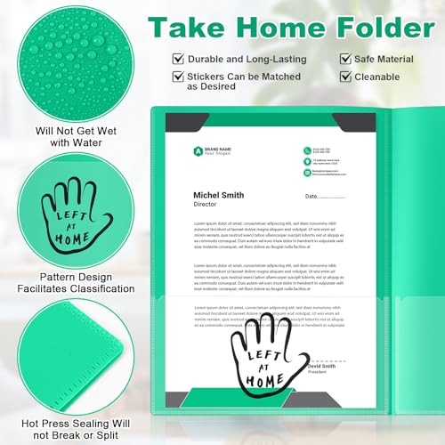 Henoyso 24 Pcs School to Home Folder with Pocket Plastic Heavy Duty Clipboard Folder with Clear Front Pocket Homework Take Home Folders for School Students Parent Teacher Communication(Green) - color: Green