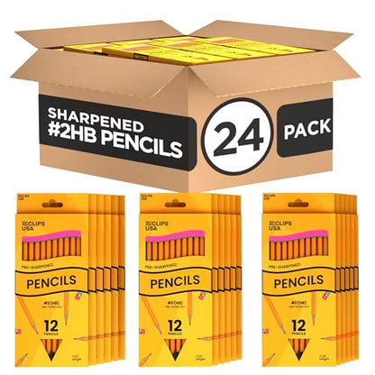 Sharpened Pencils #2 Bulk, Classroom Must Haves School Supplies, Number 2 Pencils Bulk Office Supplies, 12 Pencils Per Box (24 Boxes) - style: 24 Boxes
