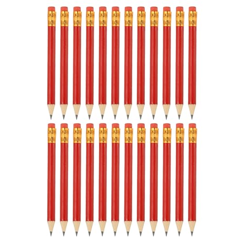 PATIKIL 24 Pieces Half Golf Pencils, 4" Mini Pre Sharpened Pencils #2 HB Short Graphite Pencils Bulk with Eraser for Golf Classroom Teacher Office Supplies, Red - color: Red