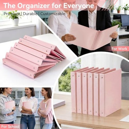 SUIN 1 Inch 3 Ring Binder, Clear 1'' View Presentation Binders with 2 Pockets, Fits 8.5 x 11 Letter Size, Durable Polypropylene, Non-Stick & PVC-Free for School, Office & Home (Brushed Pink) - color: Brushed Pink