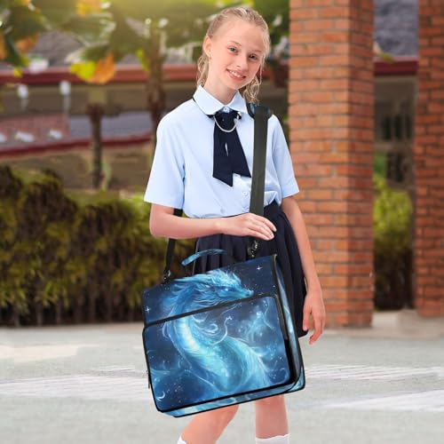 3 Ring Zipper Binder with Shoulder Strap Dragon Galaxy Blue 2 Inch Zippered Binder Bag 500 Sheet Capacity Multi Pockets for School Supplies - color: Multi37