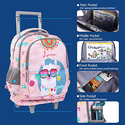 seastig Rolling Backpack for Kids Wheeled Backpack 18in Double Handle Backpack with Wheels - color: Sheep