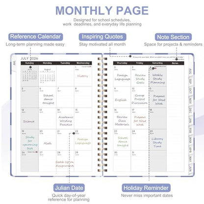 Planner 2026-2027, Weekly and Monthly Academic Year Calendar Planner, July 2026 - June 2027, Daily Agenda Book for Office School Supplies, A5(6.3'' x 8.5'') - color: 2607-Periwinkle Grid, size: 6.3"x8.5"(Jul 2026-Jun 2027)