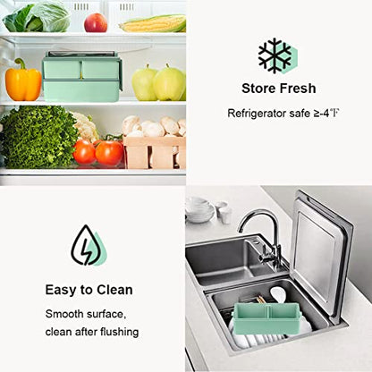 Bento Box Adult Lunch Box, All-in-One Lunch Containers with Removable Compartments, 2 Layers Stackable Bento Lunch Box Leak Proof, Microwave Safe