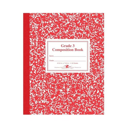 Roaring Spring Paper Products Composition Book, Grade 3 Ruled, 50 Sheets, 9-3/4 x 7-3/4 Inches, Red (ROA77922) - color: Red (Grade 3), size: 9.75" x 7.75" 50 Sheets (Pack of 1)