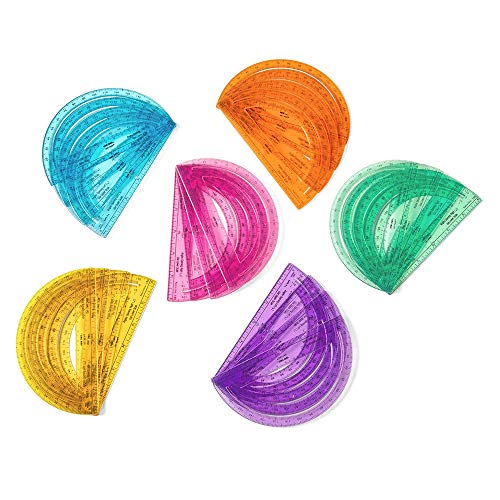hand2mind Safe-T Protractor for Kids, 180 Protractor, Rainbow Plastic Clear Protractor, Kids Safe, Protractor for Geometry, Protractor Math, Protractor Set, Math Classroom Supplies (24 Pack) - style: Rainbow (24 Pack)