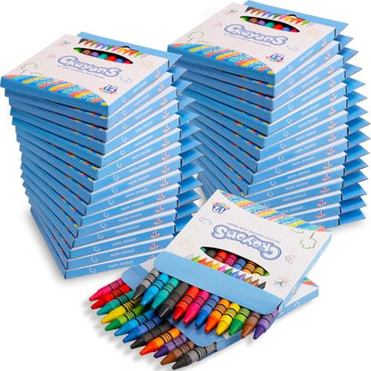 Jeffbaubl Bulk Crayons,30 Boxes of 12-Packs Color Crayons, Bulk Crayon Individual Packs,Washable Crayon,Crayons Party Favors for Classroom Restaurants School Supplies(12 Colors