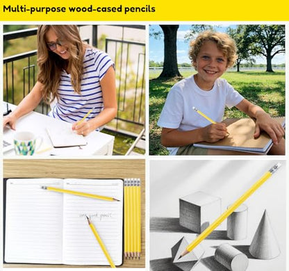 Adhere 25pcs Woodcase Pencils with Eraser Premium Pre-Sharpened Hexagon Graphite 2B pencils ideal for home, office writing including a Free Sharpener (Yellow・25pcs) - color: Yellow・25pcs