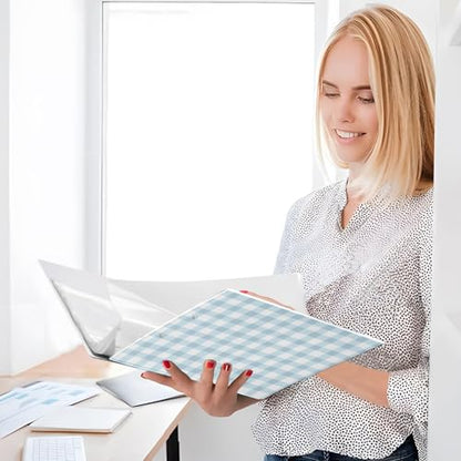 Blue Gingham Round Ring Binders 1.5 Inch 3 Ring Binder with Clipboard Holds 200 Sheets Office Home School - color: Multicolored 1