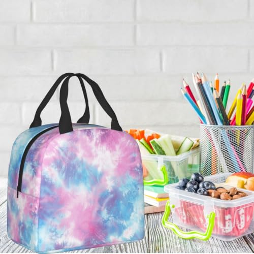 Pastel Blue Pink Tie Dye Lunch Box Insulated Meal Bag Lunch Bag Reusable Snack Bag Food Container For Boys Girls Men Women School Work Travel Picnic - color: pastel tie dye