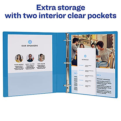 Avery Durable 3 Ring Binder, 1 Inch Slant Rings, 3 Blue Binders (27251) - style: 3 Pack