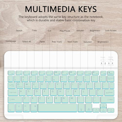 for Bluetooth Keyboard,Wireless Rechargeable 7-Color Keyboard Cute Tablet Stand Adjustable Adjustable & Foldable for iPad,iPad Pro,iPad Mini, iPad Air,Samsung Xiaomi Tablets,etc-Light Green - color: B-Backlight Keyboard-Light Green