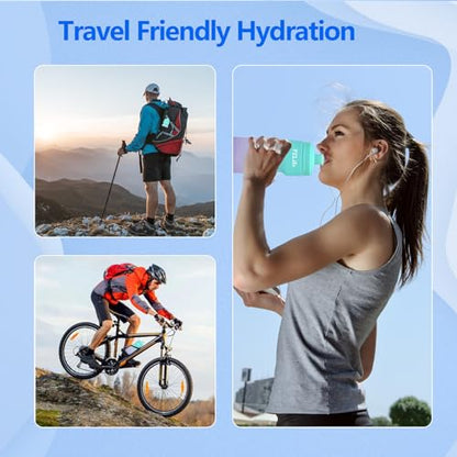 24oz Bike Squeeze Water Bottle, BPA Free Cycling Water Bottle,Leakproof, with Capacity Scale w/Pull Top Lid, Reusable Sport Water Bottle, for Bicycle, Gym,Running 4Pack - color: z--4PCS