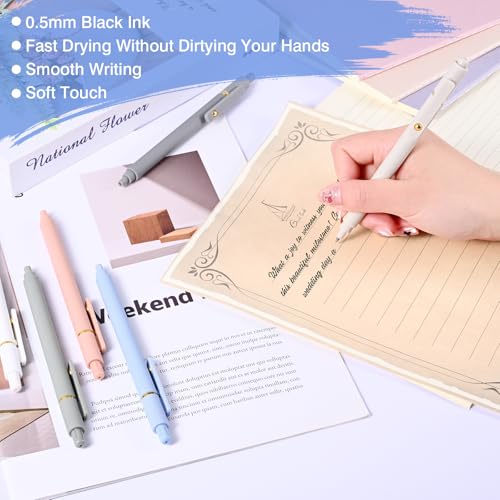 Gel Pens, 6 Pack 0.5mm Fine Point Pen Black Ink with 6 Refills, Quick Dry & No Smear, Smooth Writing Pens for Journaling, School, Aesthetic Office Supplies, Nurse Pens - color: 0.5mm Morandi-Black Ink