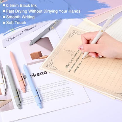 Gel Pens, 6 Pack 0.5mm Fine Point Pen Black Ink with 6 Refills, Quick Dry & No Smear, Smooth Writing Pens for Journaling, School, Aesthetic Office Supplies, Nurse Pens - color: 0.5mm Morandi-Black Ink