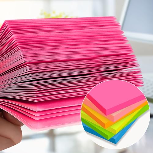 (12 Pads) Sticky Notes 3x5 in, Bright Colors Strong Adhesive Post, Suitable for School, Home, Office, Clean Removal, 50 Sheets/pad